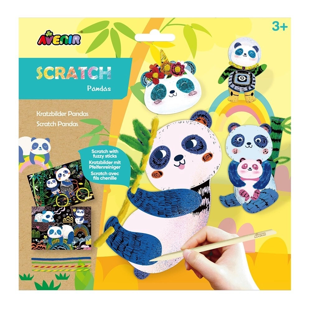 Avenir Scratch Pandas Art/Craft Paper Colour Activity Kids/Children Fun Toy 3y+