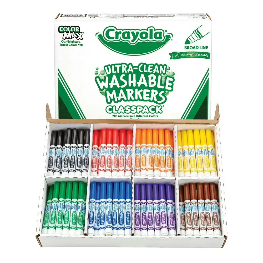 200pc Crayola Kids/Childrens Art/Craft Creative Washable Marker Classpack 36m+