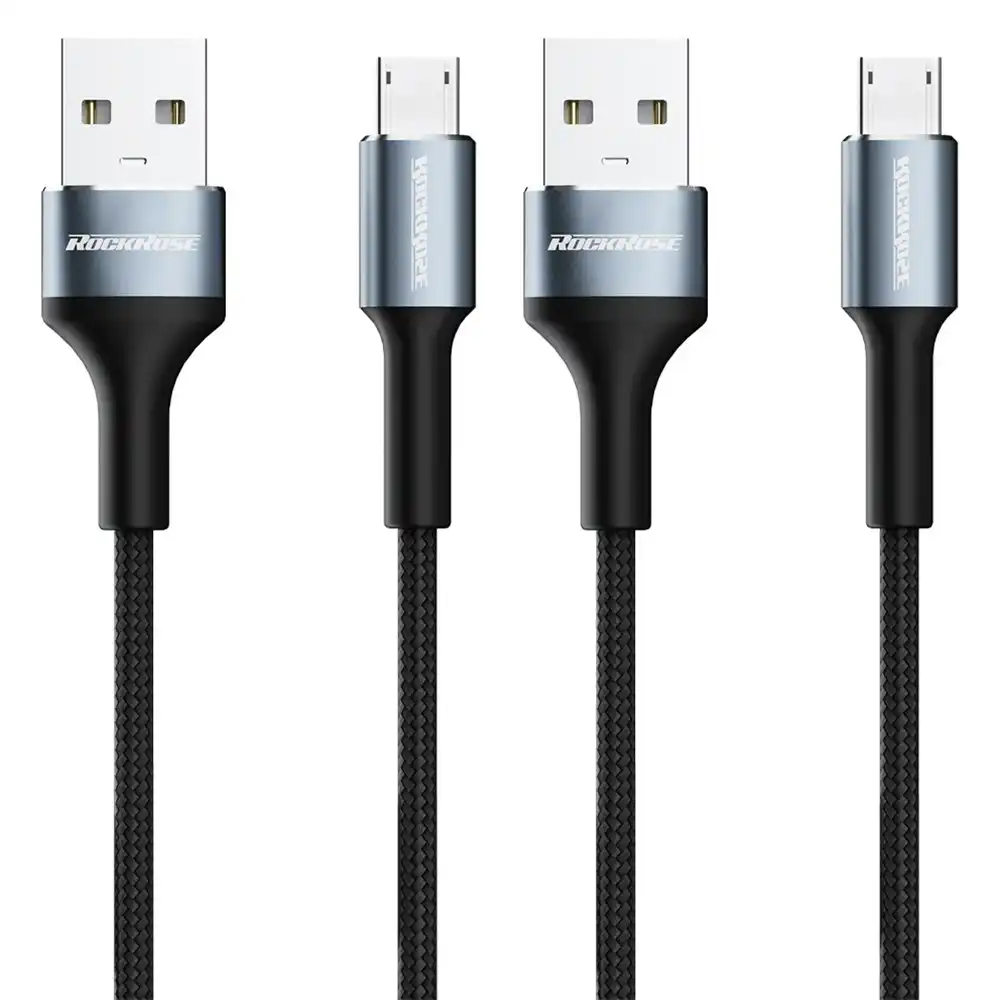 2PK RockRose Aspire AM 2.4A 1m USB-A to Micro USB Phone Charging/PC Sync Cable