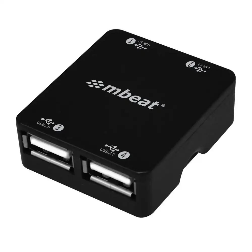 mBeat Portable Super Mini 4 Port USB 2.0 Hub w/Tuck-Away Cable Design For PC/Mac