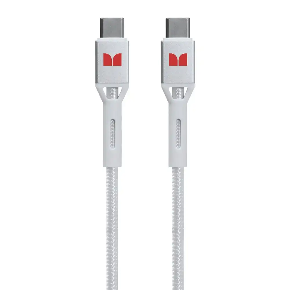 Monster Braided Tough 1.2M USB-C to USB-C Charging/Sync Phone Power Cable White