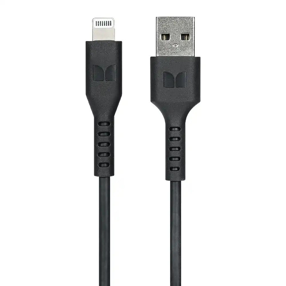 Monster 2M MFI-Certified Lightning to USB-A Charging/Sync Cable For iPhone BLK