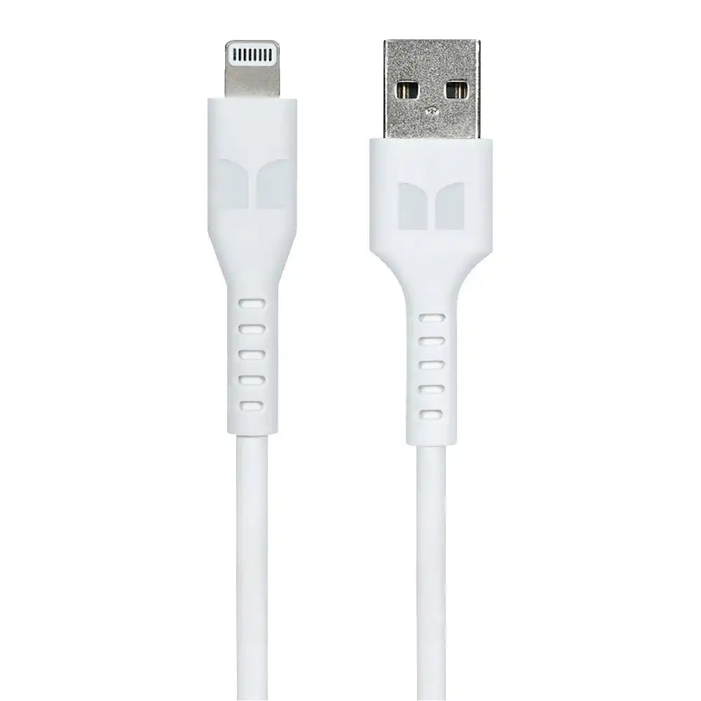 Monster 2M MFI-Certified Lightning to USB-A Charging/Sync Cable For iPhone WHT