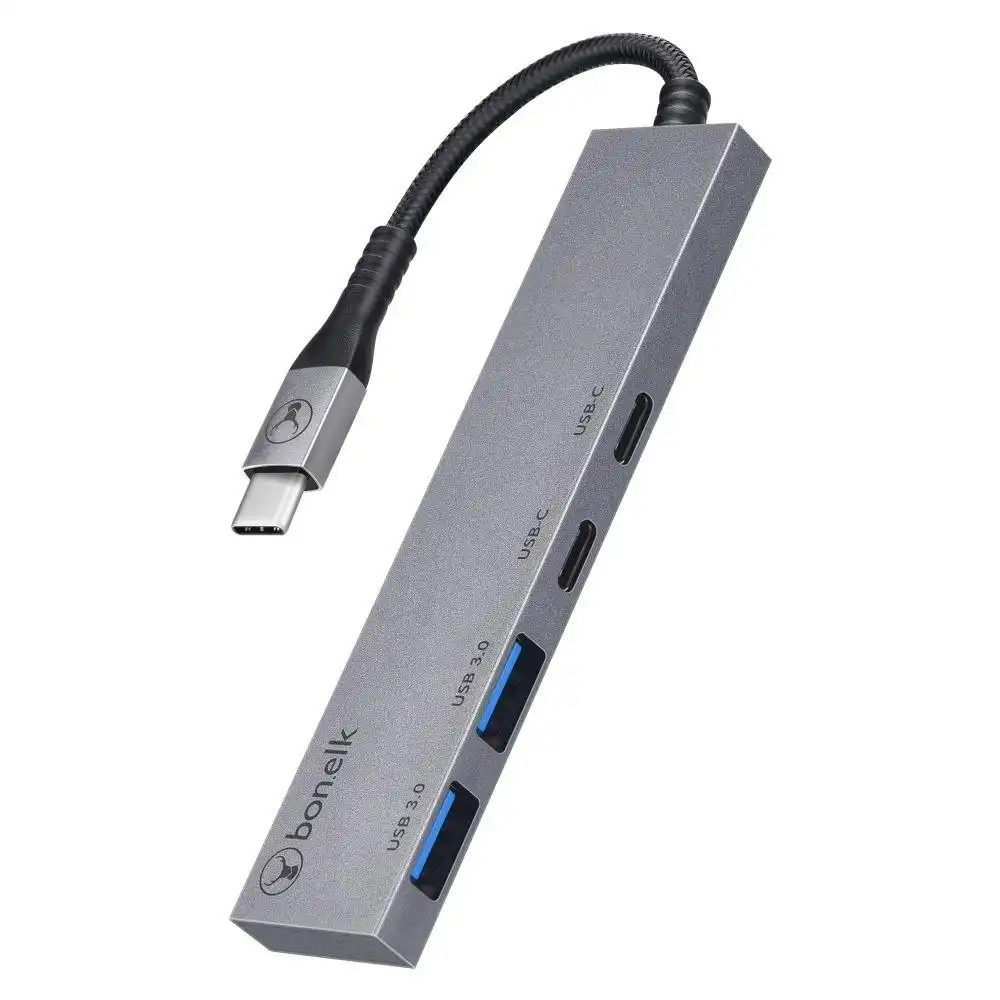 Bonelk Long-Life USB-C 4in1 Multiport Slim Hub Adapter For PC/Laptop Space Grey