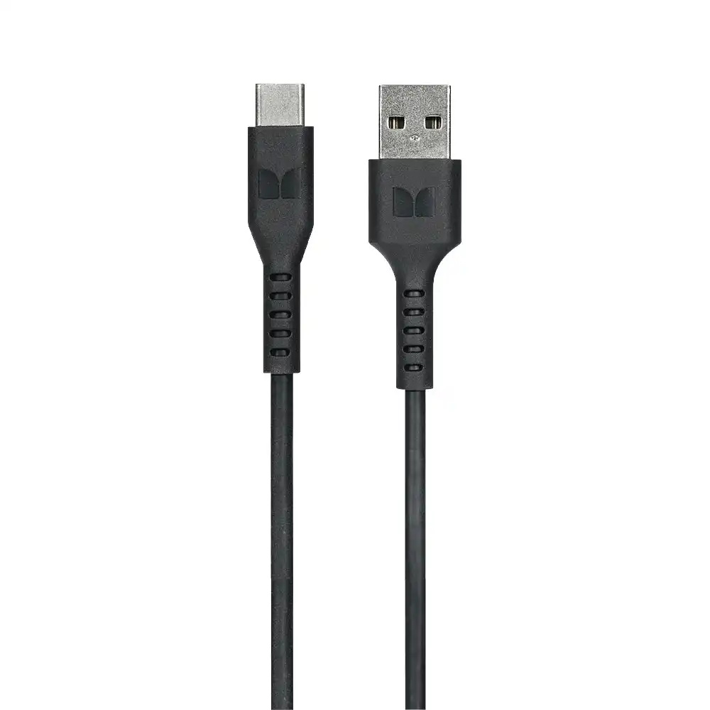 Monster TPE 2M USB-C to USB-A Android Phone Charging/Sync Power/Data Cable Black