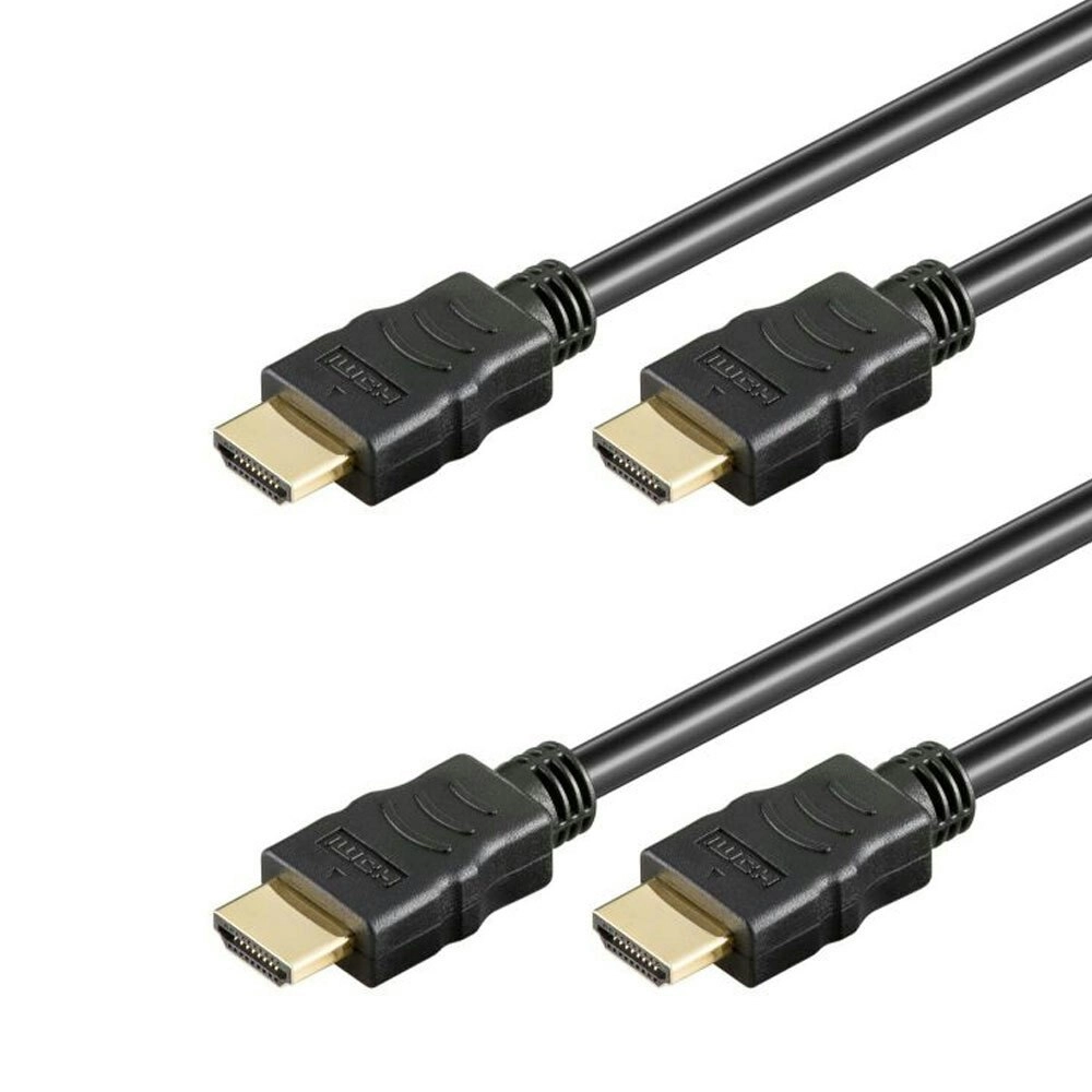 2x Goobay 0.5m Series 2.0 Male HDMI Cable Cord w/ Ethernet For Laptop/PC Black