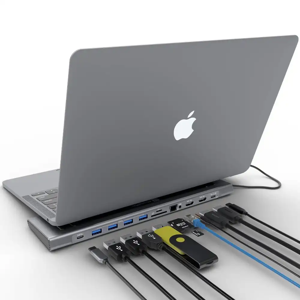 XtremeMac 12-Port Type-C to USB/HDMI/PD Docking Hub Station For MacBook Silver