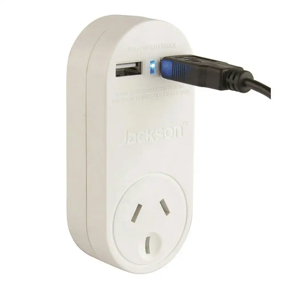 Jackson 1 Amp Dual USB Charger Outlets with Power Socket for Indoor Home/Office