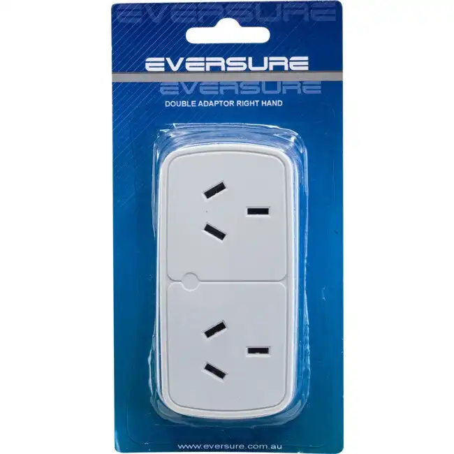 10A Mains Power Double Adaptor Slimline Powerpoint Twin Adapter Wall Plug White