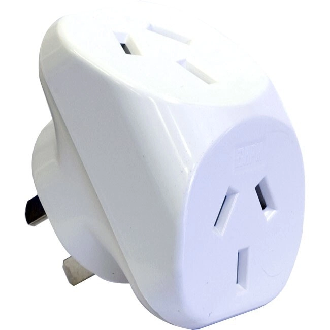 HPM 10A Mains Power Double Adaptor Twin Adapter Triangular Wall Plug White