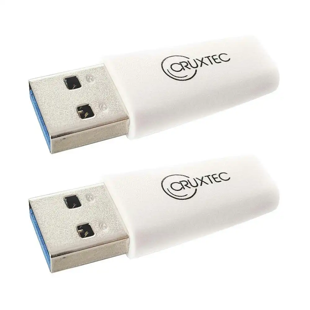 2x Cruxtec Portable USB 3.0 USB-A Male to USB Type-C Female Adapter 5Gbps White