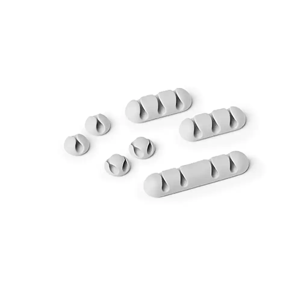 7pc Durable Cavoline 18cm Plastic Self Adhesive Clips Fastener Organiser Grey