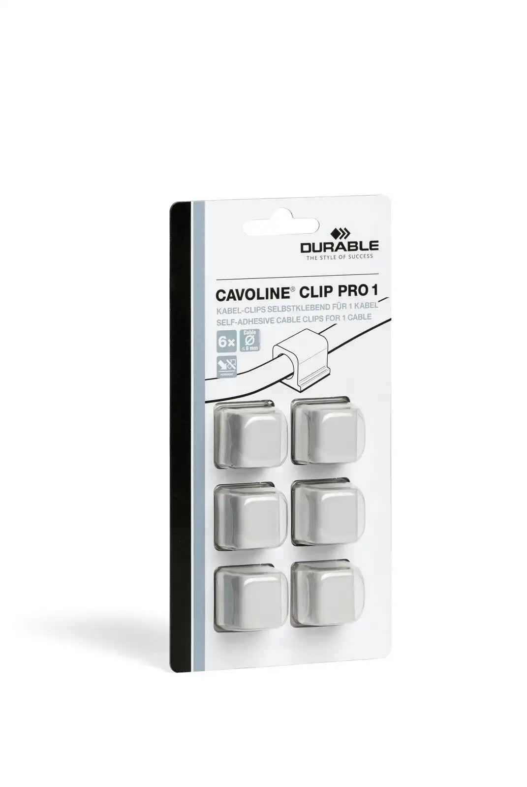 6pc Durable Cavoline 18cm Plastic Self Adhesive Pro Clips Fastener Organiser GRY
