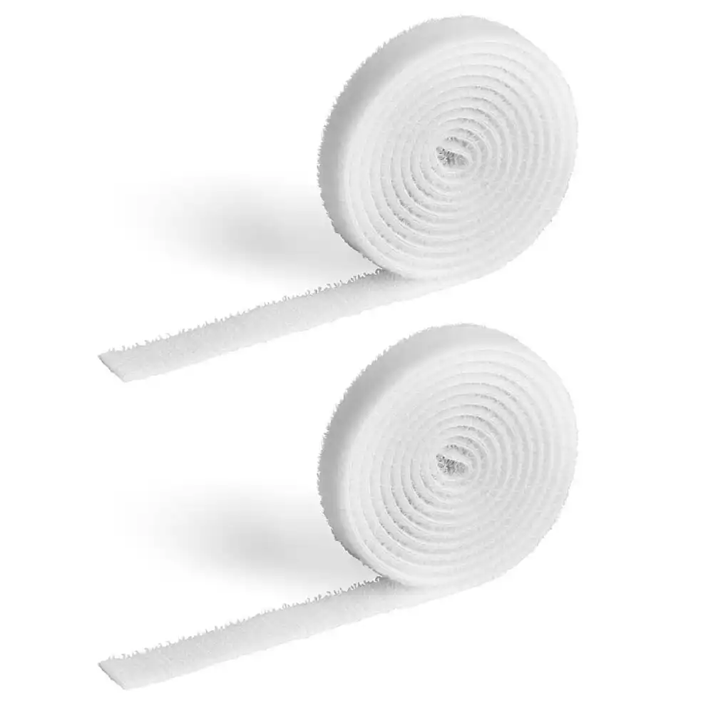 2x Durable Cavoline Self-Grip Cable Tape Self Adhesive Fastener Organiser White