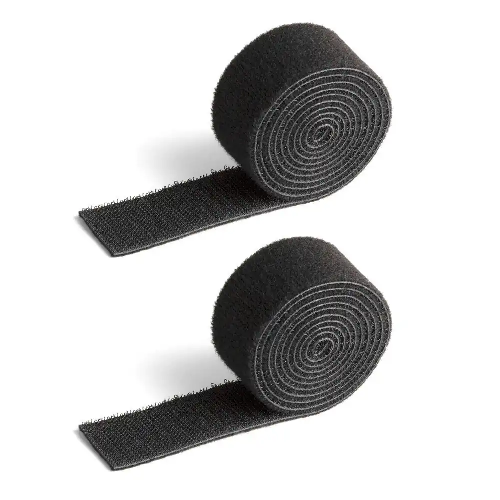 2x Durable Cavoline 3cm Self-Grip Cable Tape Adhesive Fastener Organiser Black