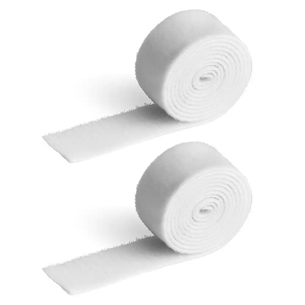 2x Durable Cavoline 3cm Self-Grip Cable Tape Adhesive Fastener Organiser White