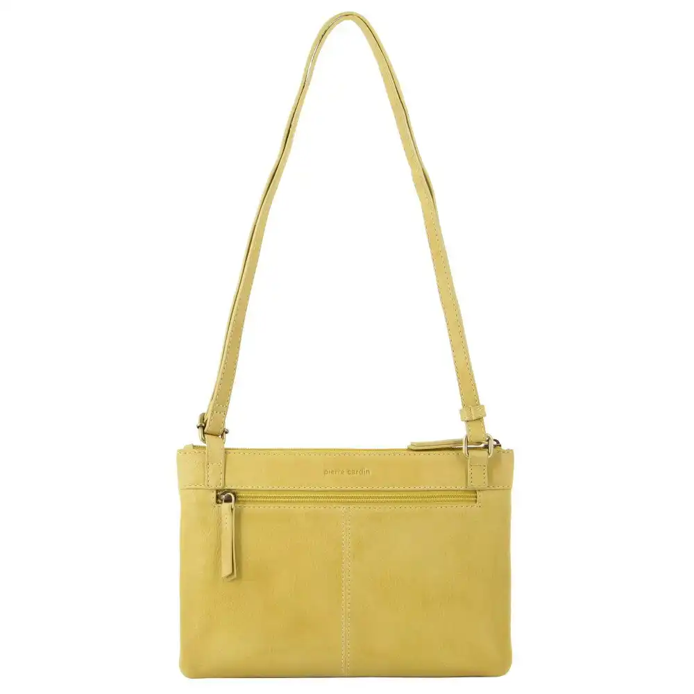 Pierre Cardin Herringbone Leather Women's/Ladies Shoulder Cross Body Bag Yellow