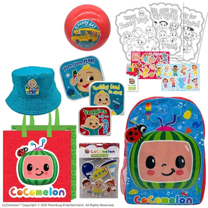 CoComelon Showbag 22 w/Backpack/Ball/Hat/Stickers/Colouring Pages/Bath Toys