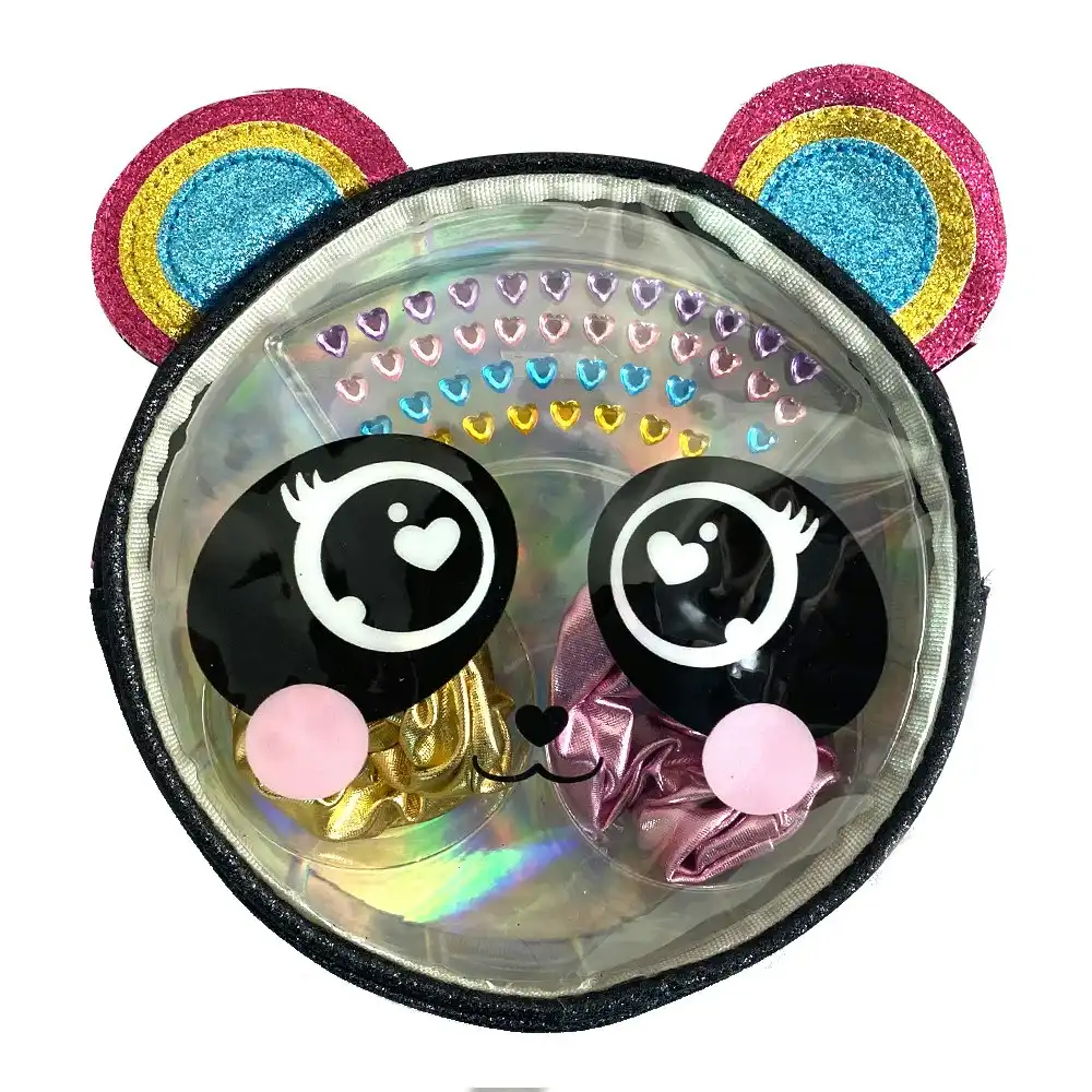 Panda Kids/Childrens Glitter Round Bag Earring Sticker w/Strap/Hair Scrunchie