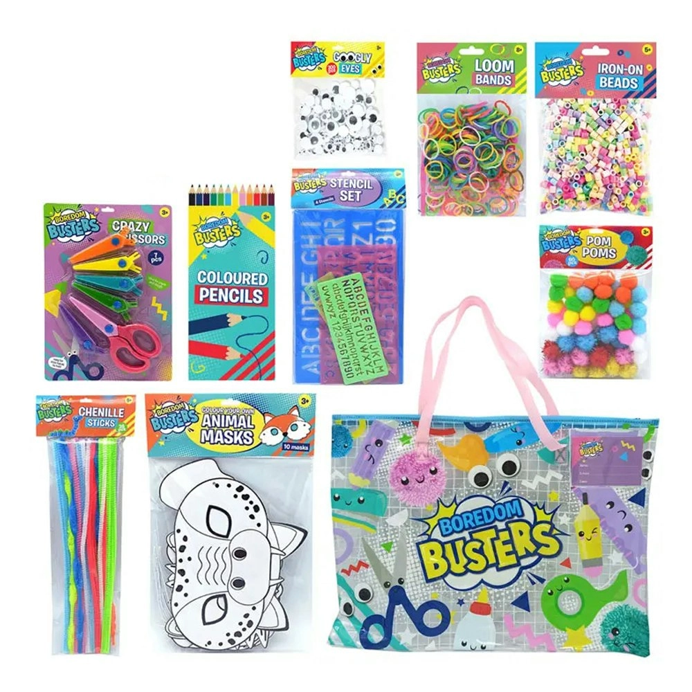 Boredom Busters Showbag 22 Arts & Crafts w/Pencil Case/Stencils/PomPoms/Scissors