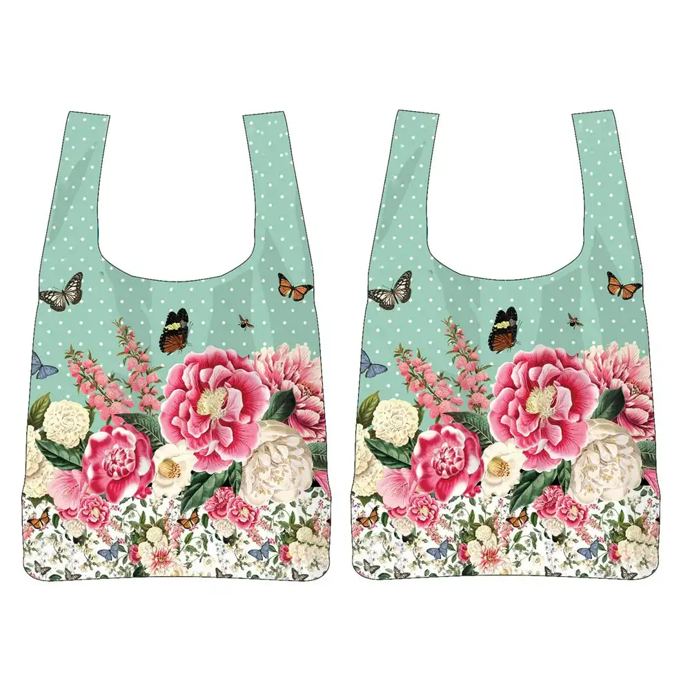 2PK Floral Garden 65x40cm Decorative Shoulder/Tote Bag Women's Handbag Mint