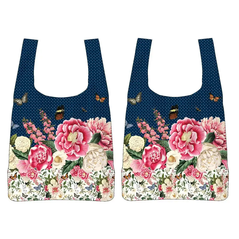 2PK Floral Garden 65x40cm Decorative Shoulder/Tote Bag Women's Handbag Navy