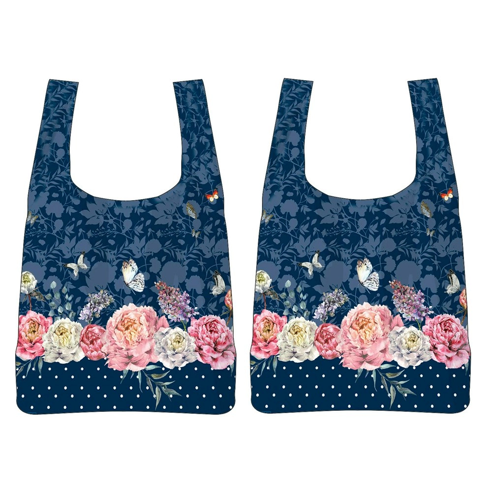 2PK Roses & Butterlifes Navy Floral Decorative Botanical Casual Tote Bag 65cm