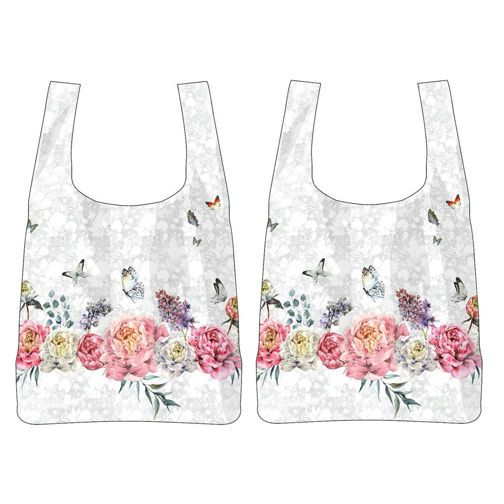 2PK Roses & Butterlifes Floral Decorative Botanical Casual Tote Bag 65cmx40cm