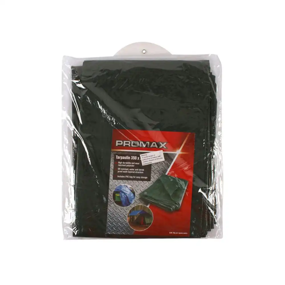 Pro Max 350x285cm Tarpaulin Camping Protection Waterproof Cover w/Bag Dark Green