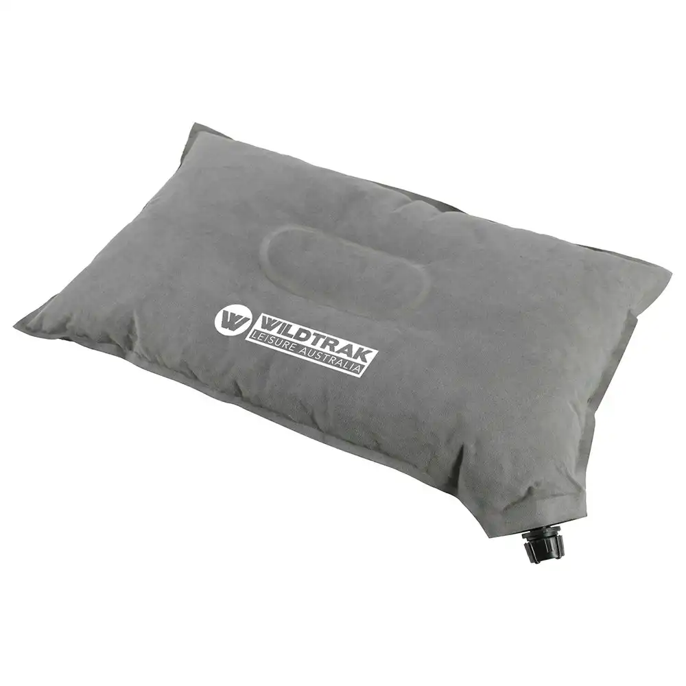 Wildtrak Rectangle Camping Self Inflating 44x26cm Pillow Bedding w/ Bag Grey