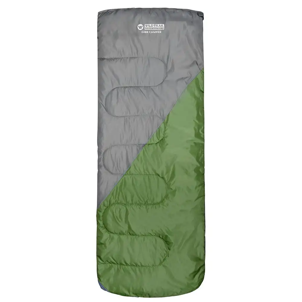 Wildtrak Gibb 180x70cm Camper Sleeping Bag Thermal Camping/Hiking Grey/Green