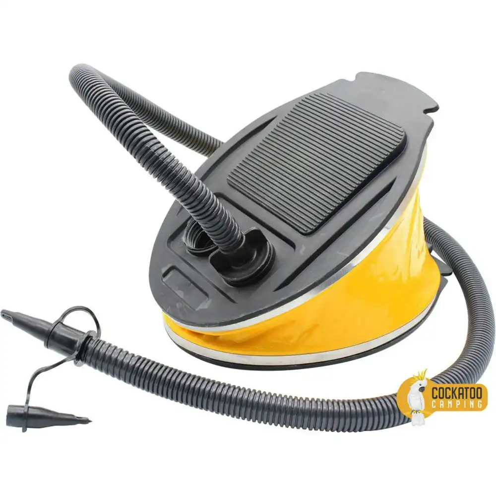 Wildtrak Portable 5L Compact Foot Pump w/Fittings For Mattress/Inflatable Yellow