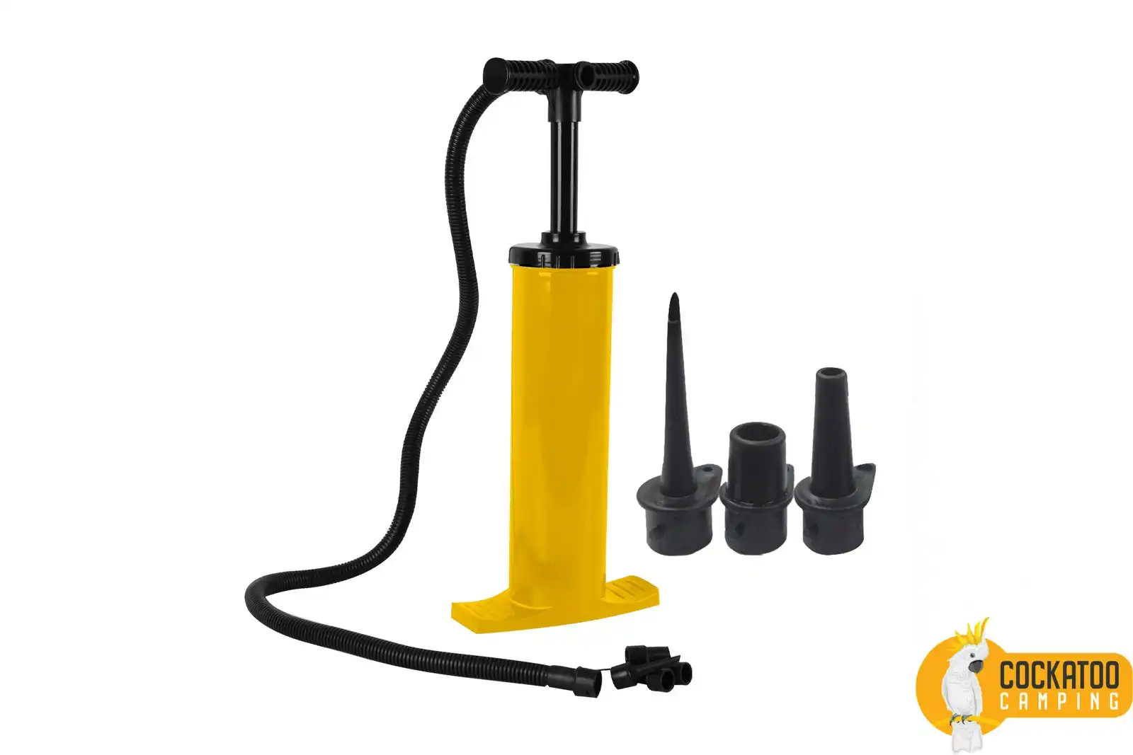 Cockatoo Camping 38cm Double Action Hand Air Pump For Mattress/Inflatable Yellow