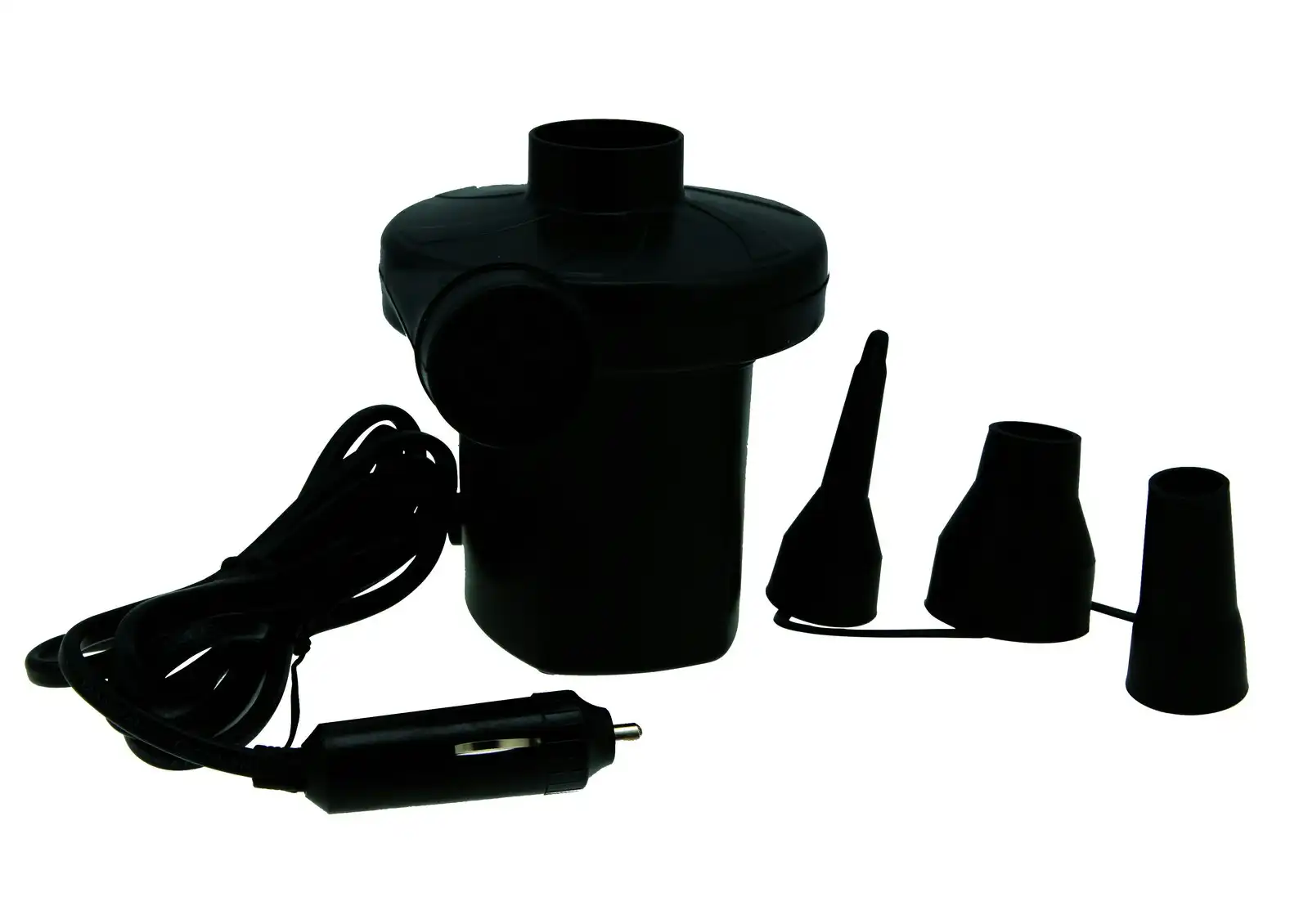 Cockatoo Camping Electric 12V Air Pump w/ Nozzle For Mattress/Inflatables Black