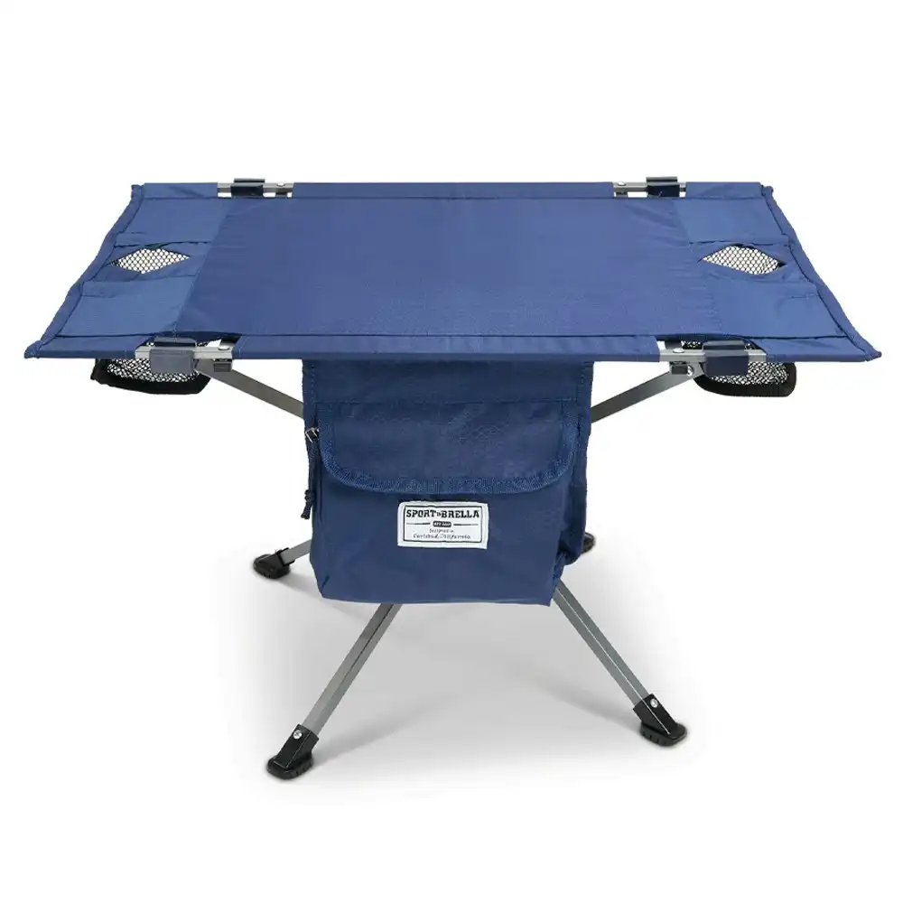 Sport Brella Sunsoul Portable Outdoor Beach/Camping Table w/ Cup Holder Navy