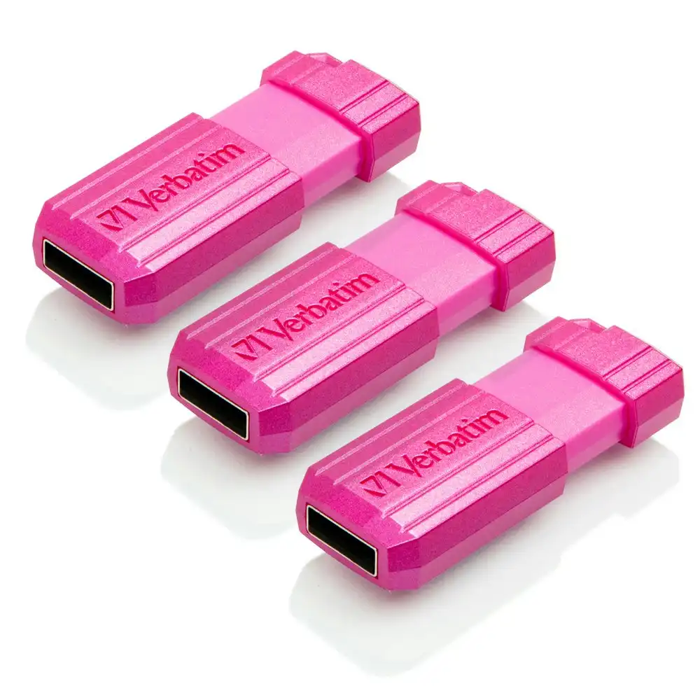 3PK Verbatim Store'n'Go Pinstripe 16GB USB Storage Stick Drive For Laptop/PC Pk