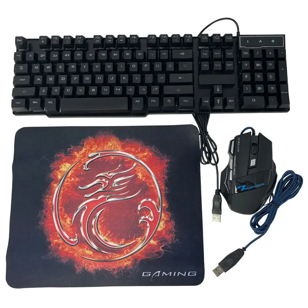 USB Wired Gaming Mouse/Keyboard Combo For Windows/Mac/Computer LED Colour Light
