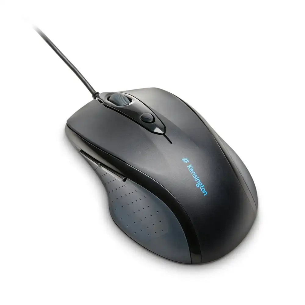 Kensington Pro Fit Wired USB Ergonomic Optical Mouse Full Size For Laptop Black