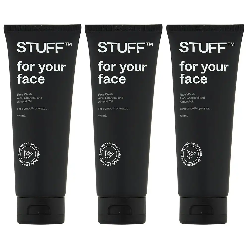 3x Stuff For Your Face Men's Aloe/Charcoal Cleansing Facial Wash Cleanser 125ml