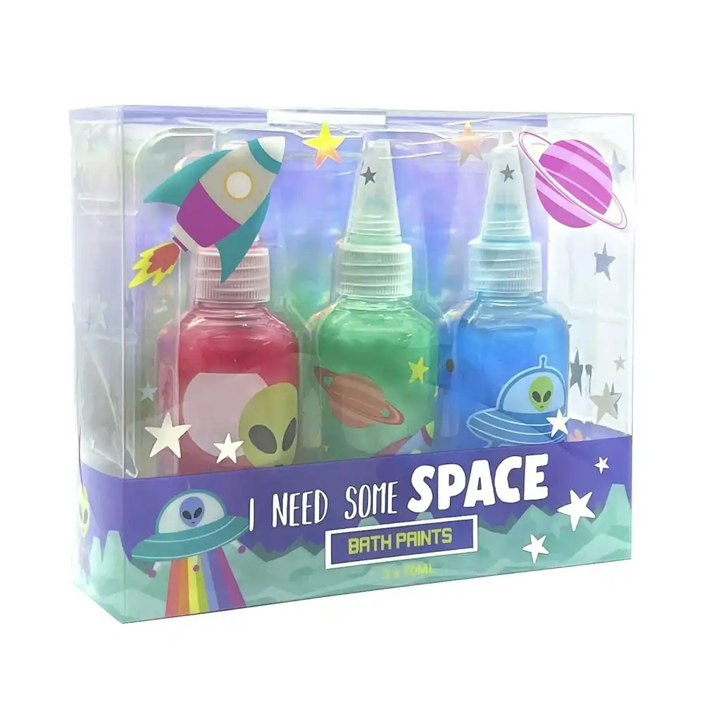 3pc 70ml I Need Some Space Kids/Children Bath Tile/Tub Water Play Colour Paints