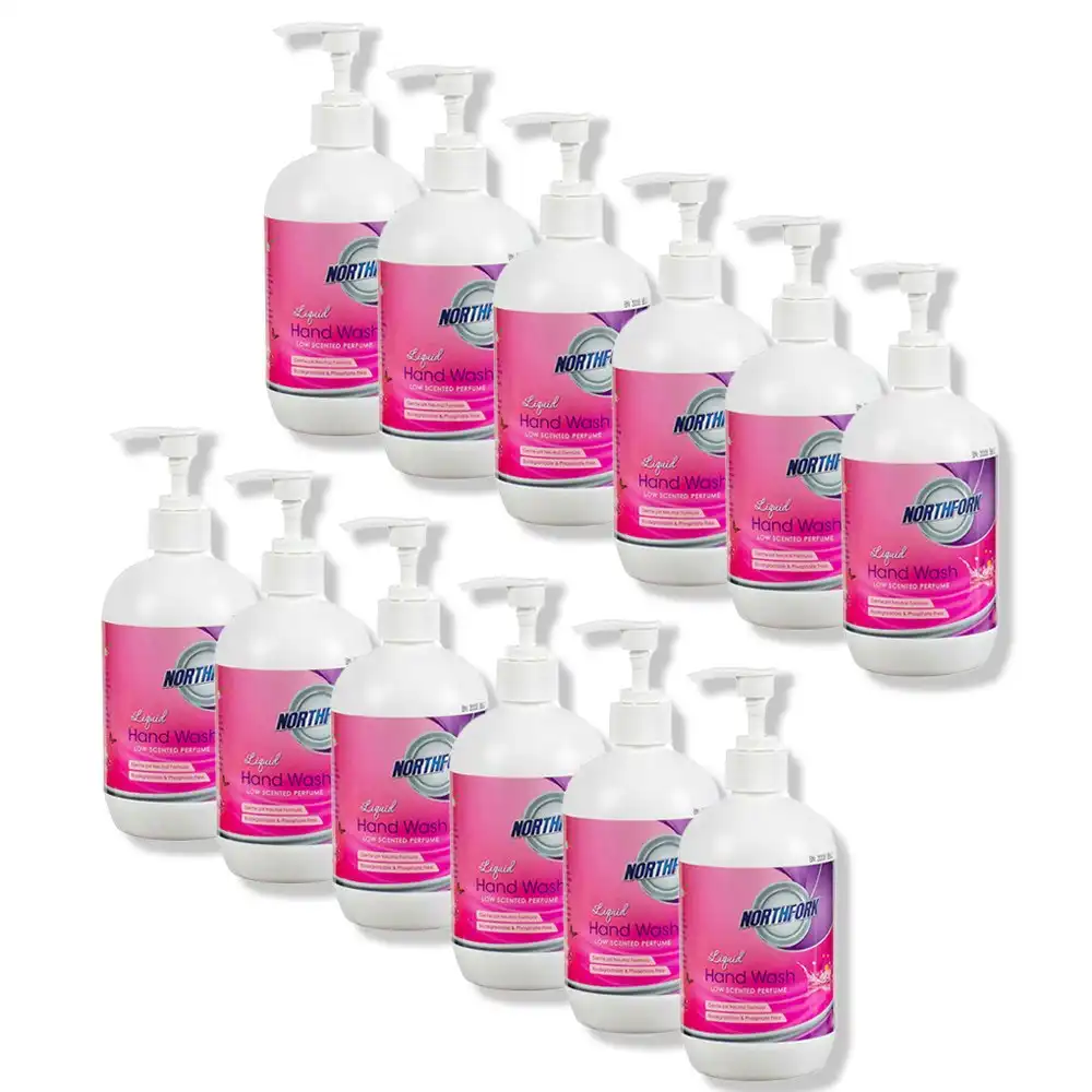 12PK Northfork 500ml Liquid Hand Wash Cleaner Care Gentle pH Neutral Soap w/Pump