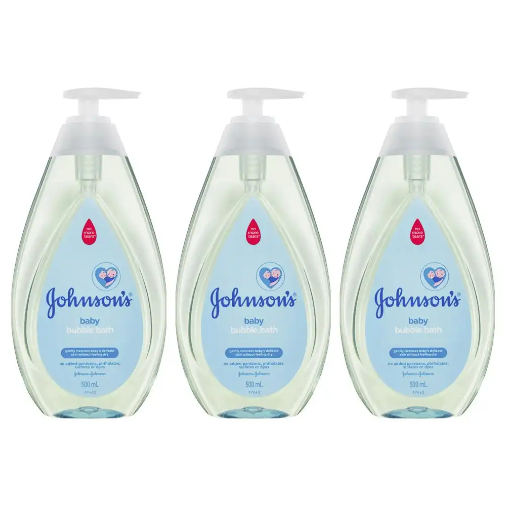 3x Johnsons 500ml Baby/Children's Cleansing Soothing Bubble Bath Liquid Bottle