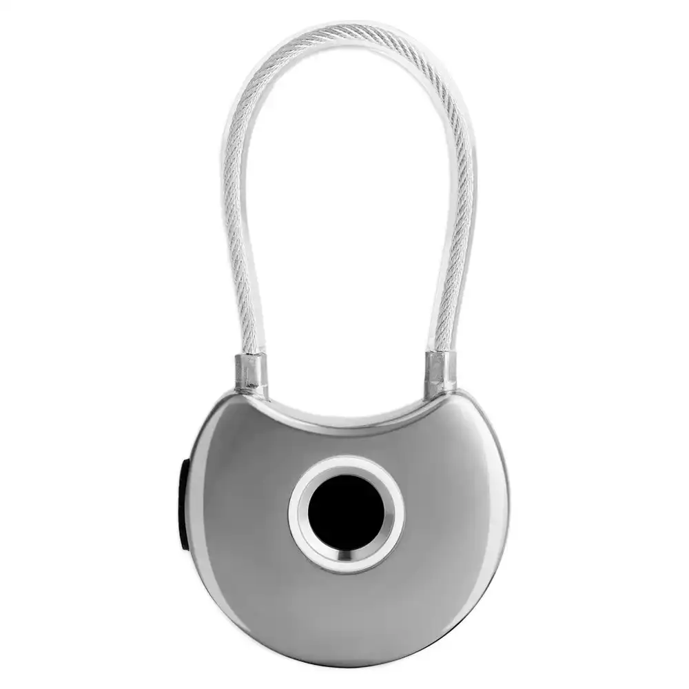 Crest SmartLock Cable Wireless Fingerprint Activated Padlock Safety Lock Silver