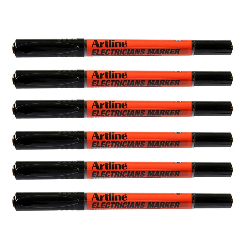 12PK Artline Electricians Permanent Marker 1/4mm Dual Nib - Black