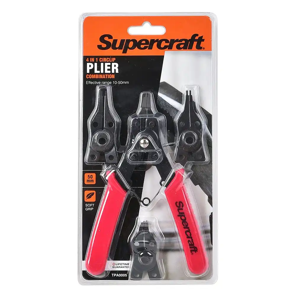 Supercraft 4 in 1 Plier Circlip Combination 10-50mm Home/Garage Tool Set