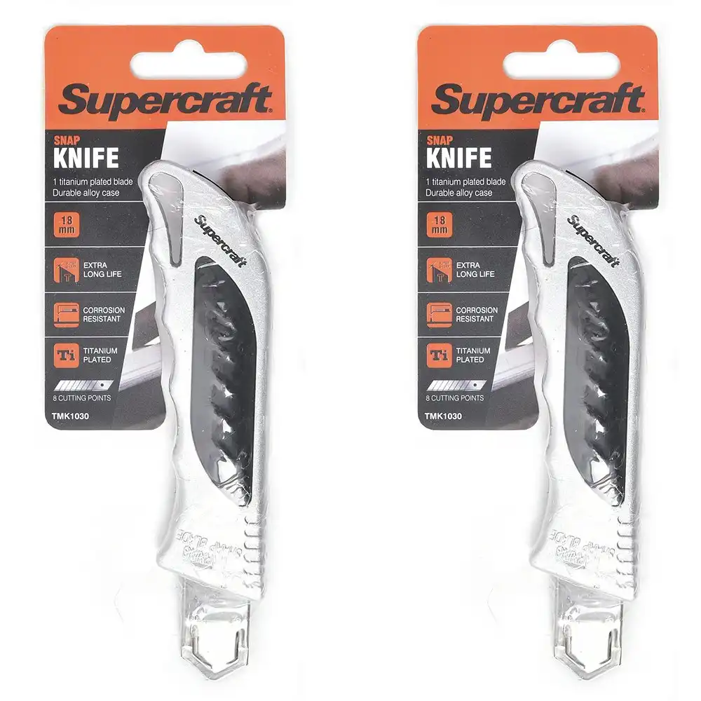 2x Supercraft Multipurpose Ultilty Knife/Box Cutter 18mm With 1 Snap Blade Set