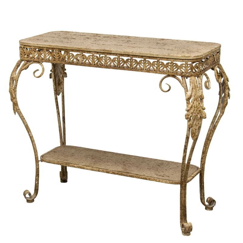 Willow & Silk Metal 75cm Taupe Tuscan Fleur Console Table w/ Shelf