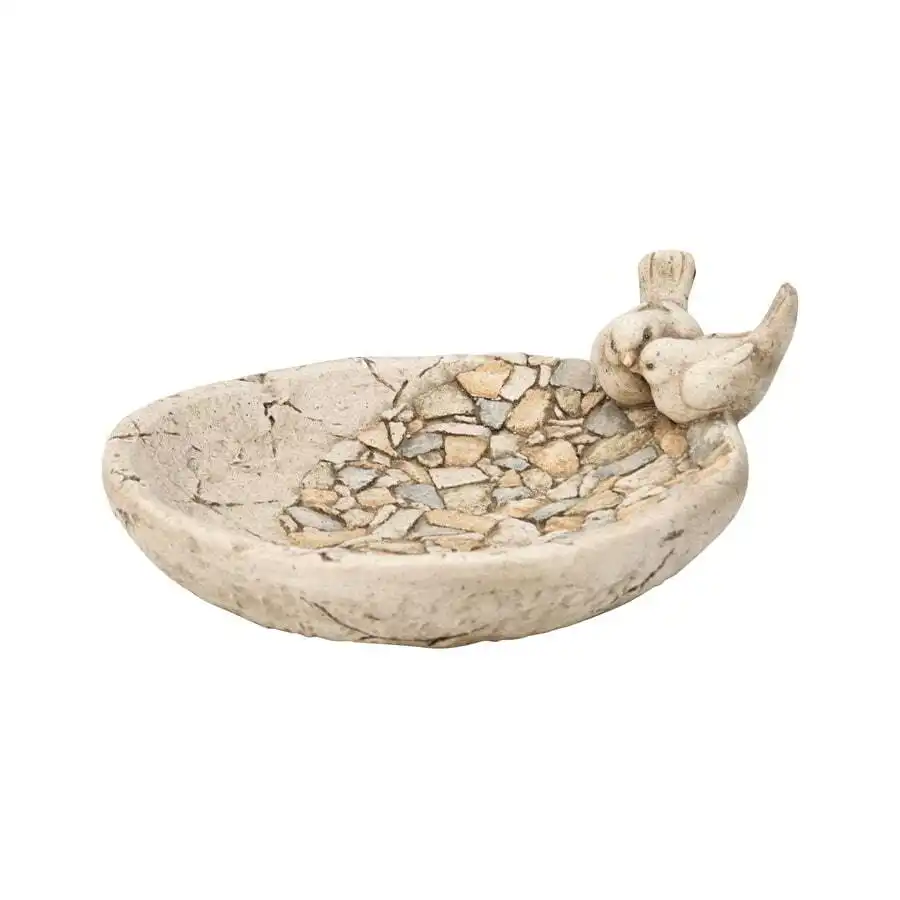 Willow & Silk 42cm Magnesia Stoneware Bird Bath