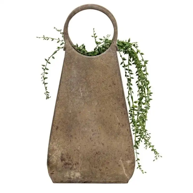 Willow & Silk Metal Rust Handbag Planter w/Round Handles