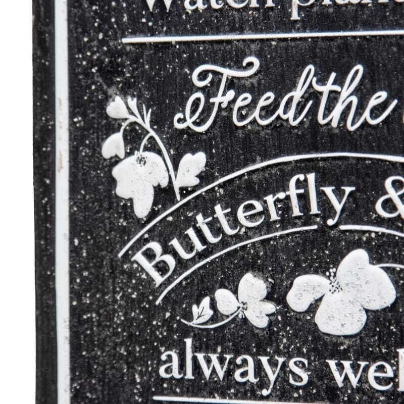 Willow & Silk 68cm Black 'Garden Rules' Plaque Sign Wall Art